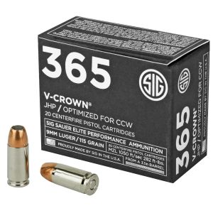 Sig Sauer 365 Elite Performance 9mm Luger 115 gr V-Crown JHP
